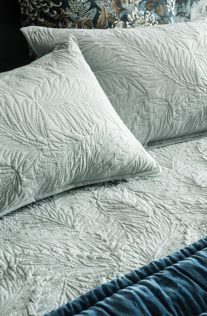 Bianca Lorenne - Fougere Bedspread - Pillowcase and Eurocase Sold Separately - Dusky Blue image 2